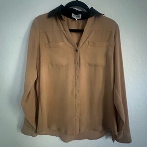 Express Tan Button-Up Blouse